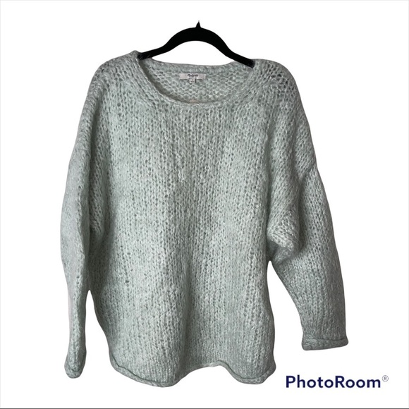 NWT MADEWELL Seafoam Mint Hand Knit Cloudloft Pullover Oversized Sweater Small - Picture 5 of 9